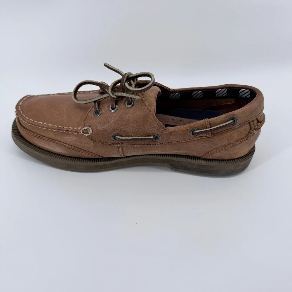 West Marine Mens Classic Comfort Mocs Tan Leather Boat Shoes Size 8.5